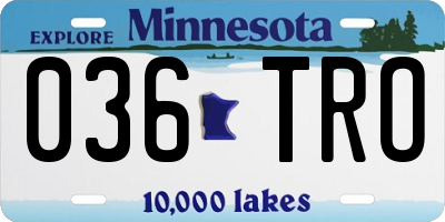 MN license plate 036TRO