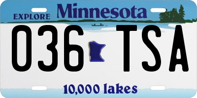 MN license plate 036TSA