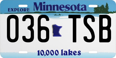MN license plate 036TSB
