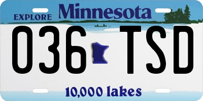 MN license plate 036TSD