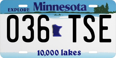 MN license plate 036TSE