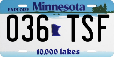 MN license plate 036TSF
