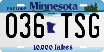 MN license plate 036TSG