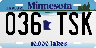 MN license plate 036TSK