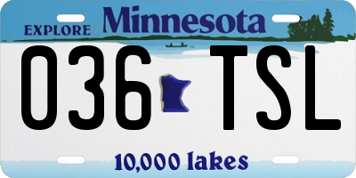 MN license plate 036TSL