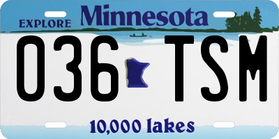 MN license plate 036TSM