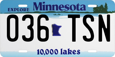 MN license plate 036TSN