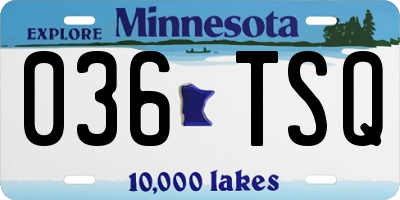 MN license plate 036TSQ