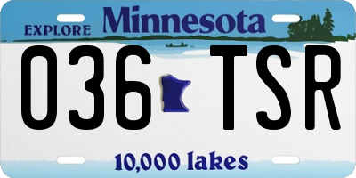 MN license plate 036TSR