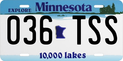 MN license plate 036TSS