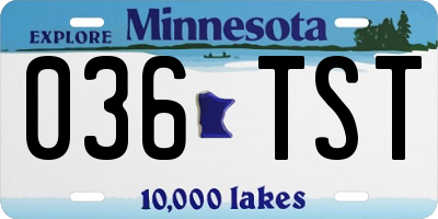 MN license plate 036TST