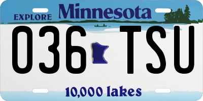 MN license plate 036TSU