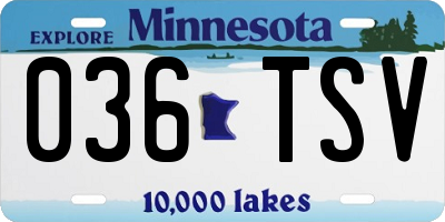 MN license plate 036TSV