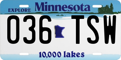 MN license plate 036TSW