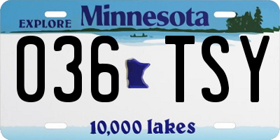 MN license plate 036TSY