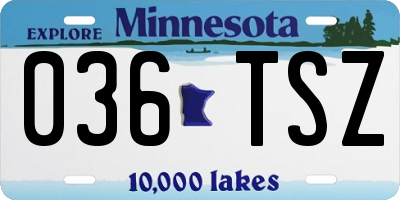 MN license plate 036TSZ