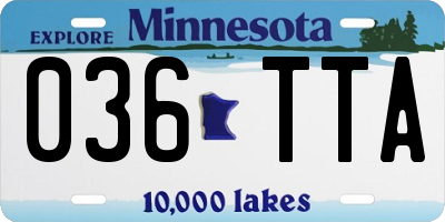 MN license plate 036TTA