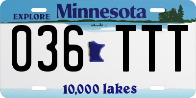 MN license plate 036TTT