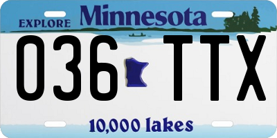MN license plate 036TTX