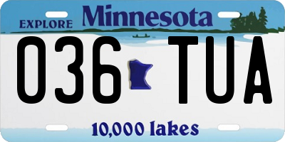 MN license plate 036TUA