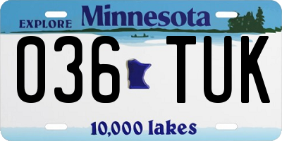 MN license plate 036TUK