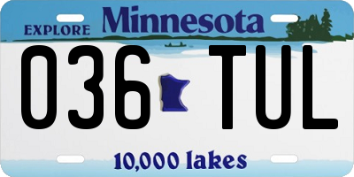 MN license plate 036TUL