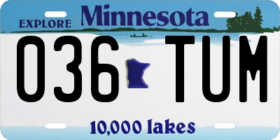 MN license plate 036TUM