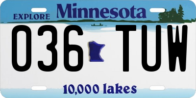 MN license plate 036TUW