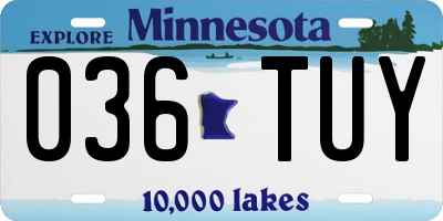 MN license plate 036TUY