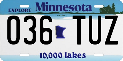 MN license plate 036TUZ