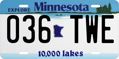 MN license plate 036TWE