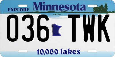 MN license plate 036TWK