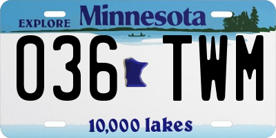 MN license plate 036TWM