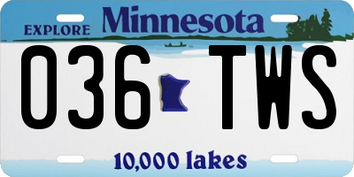 MN license plate 036TWS