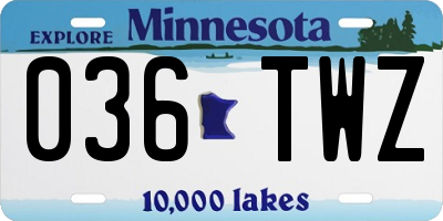 MN license plate 036TWZ