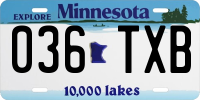 MN license plate 036TXB