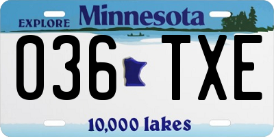 MN license plate 036TXE