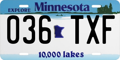 MN license plate 036TXF