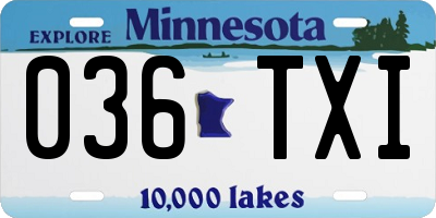 MN license plate 036TXI