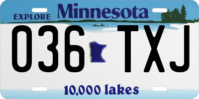 MN license plate 036TXJ