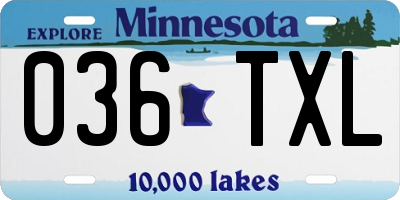 MN license plate 036TXL