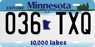 MN license plate 036TXQ