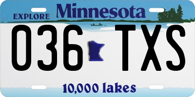 MN license plate 036TXS