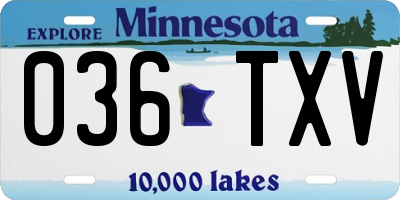 MN license plate 036TXV