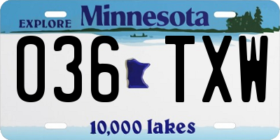 MN license plate 036TXW