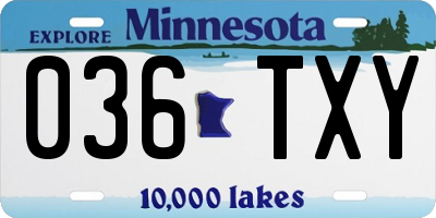 MN license plate 036TXY