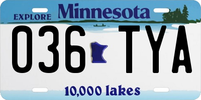 MN license plate 036TYA