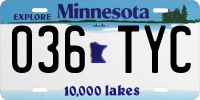 MN license plate 036TYC