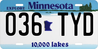 MN license plate 036TYD