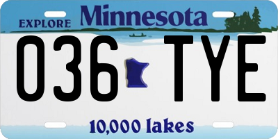 MN license plate 036TYE